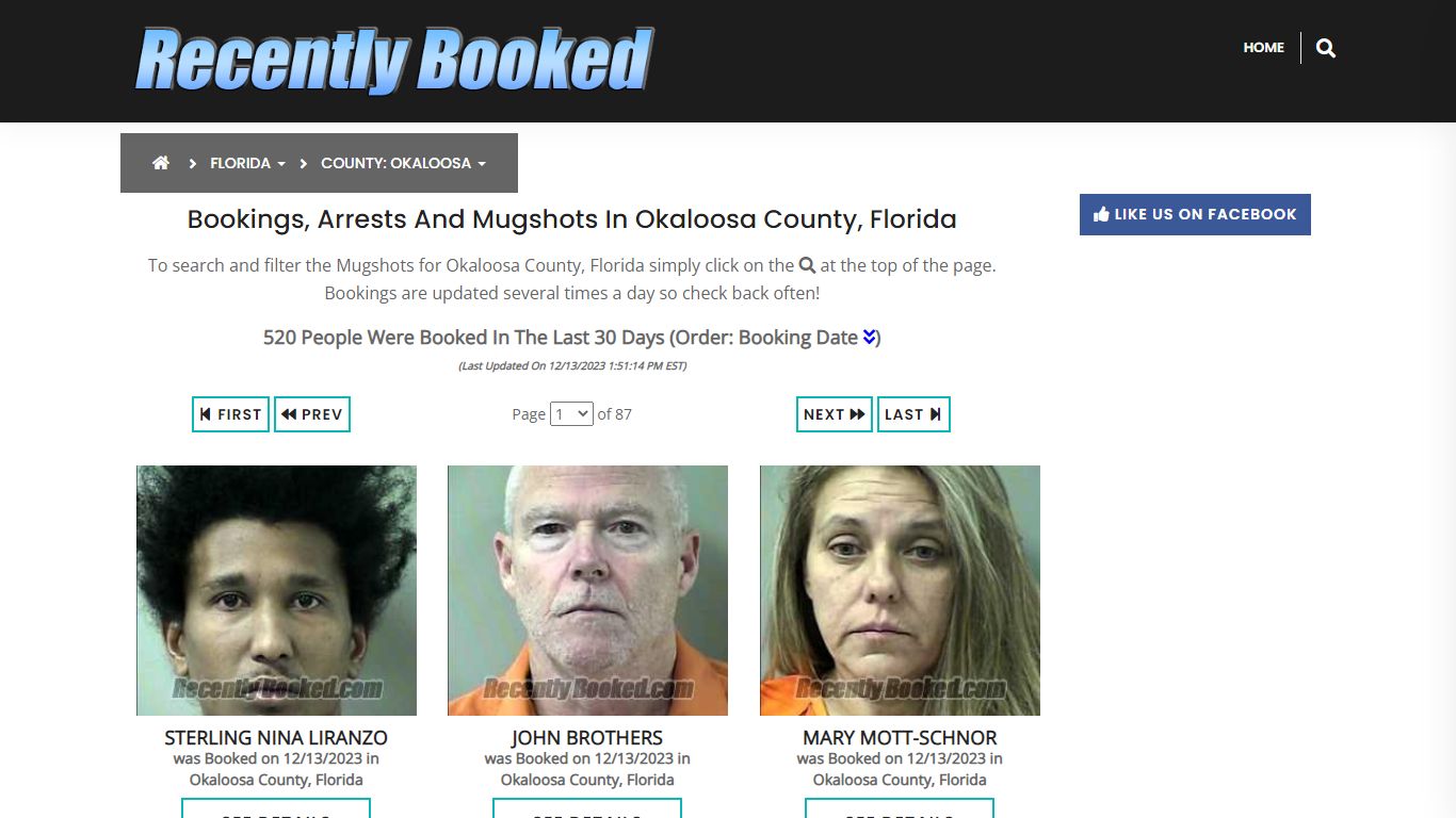Bookings, Arrests and Mugshots in Okaloosa County, Florida